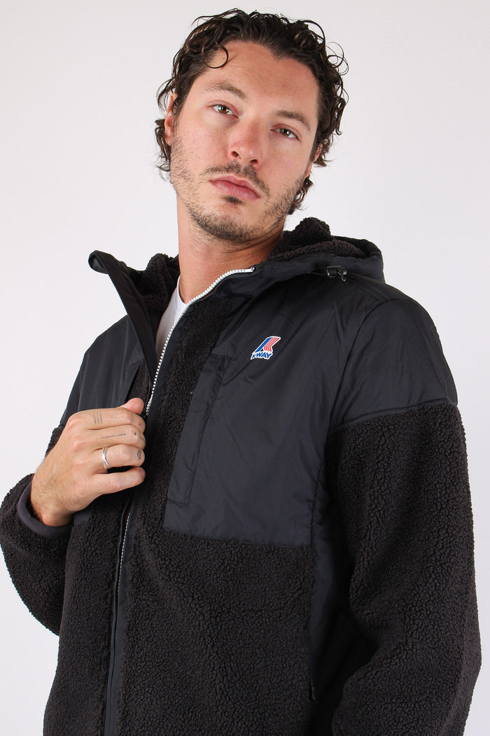 Giubbotto Cappuccio Inserto Teddy Black Pure-4