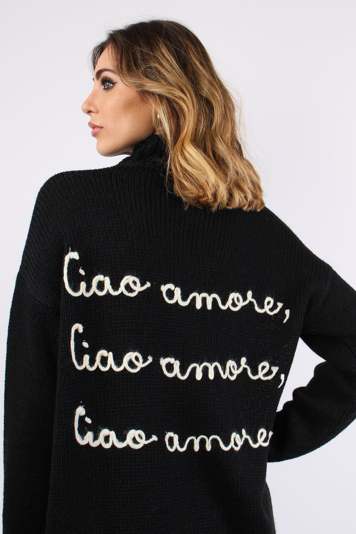 Maglia Ricamo Ciao Amore Nero-6