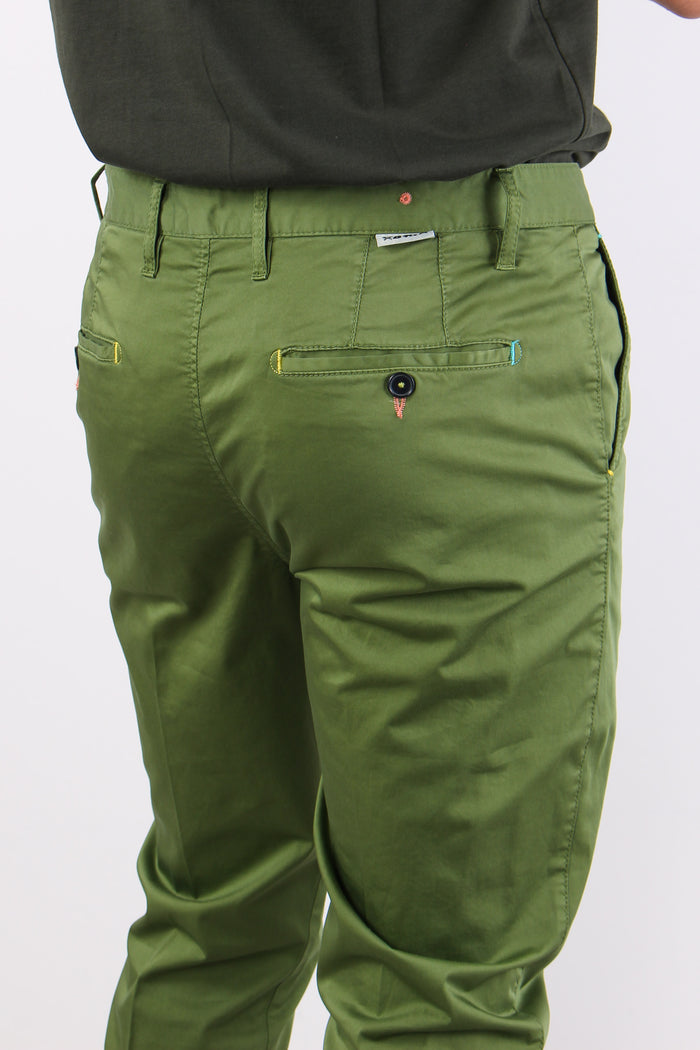 Pantalone Chino Rasatello Verde Scuro-7