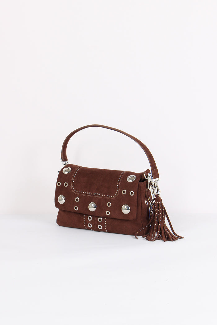 Tracolla Camoscio Maxi Borchie Brown-5