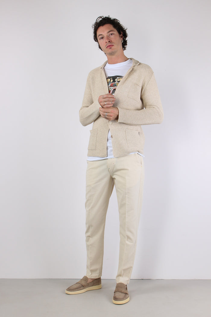 Giacca In Maglia Beige-3
