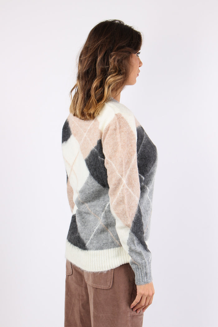 Cardigan Losanghe Rosa/grigio-6