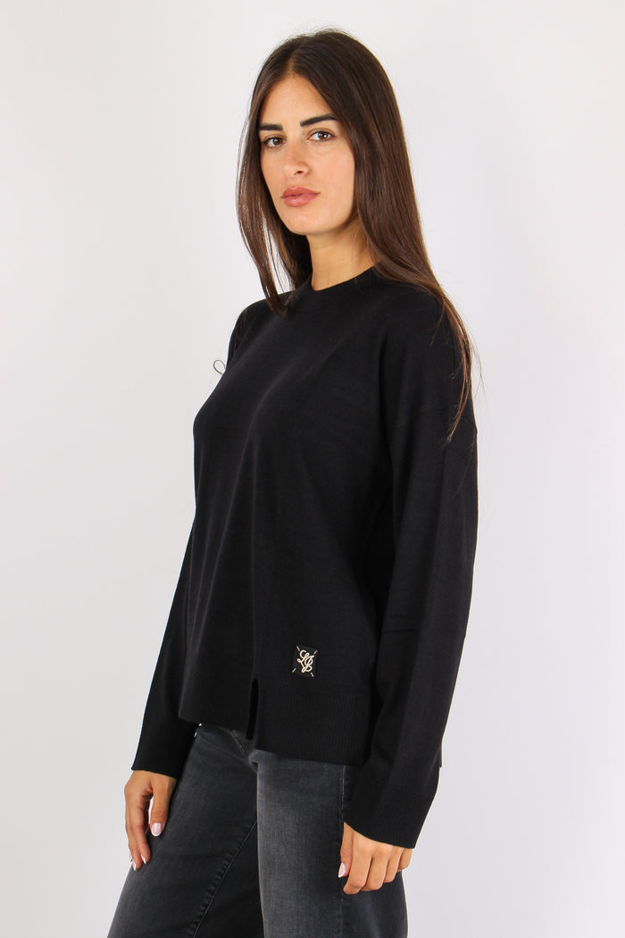 Girocollo Viscosa Lana Nero-3