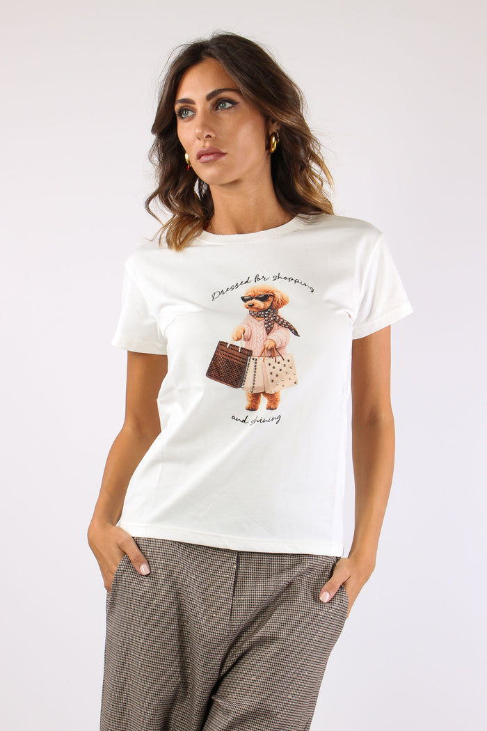 T-shirt Stampa Barboncino Stra Panna-2
