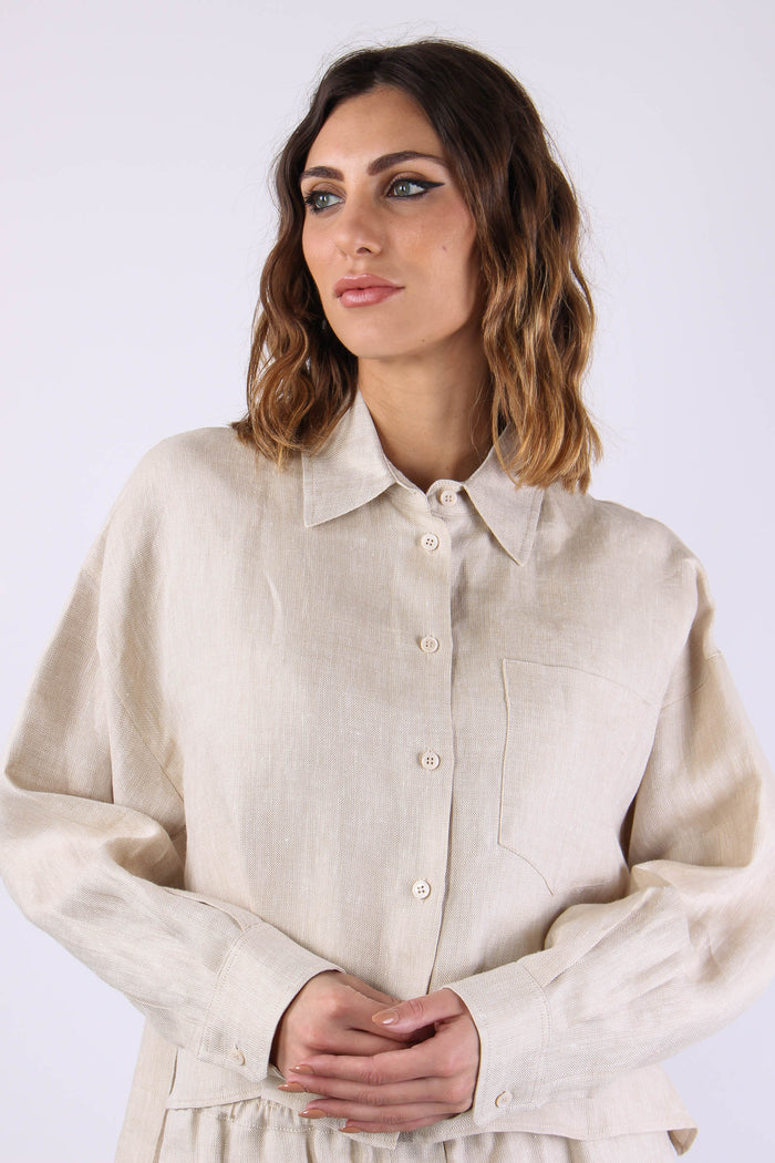 Capo Camicia Corta Lino Greggio-7