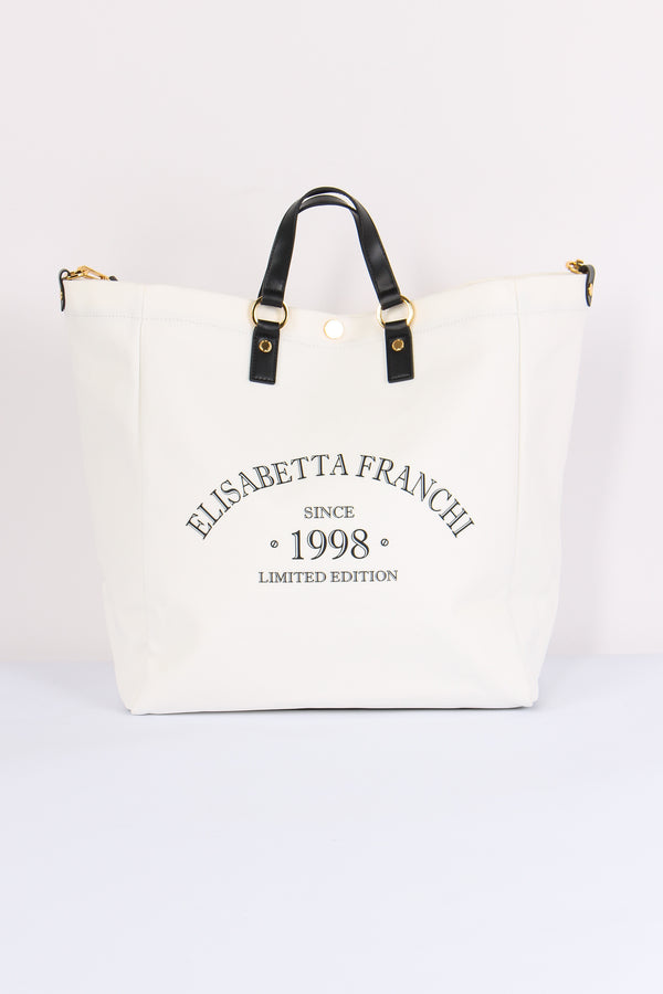 Borsa Mare Logo Avorio/nero