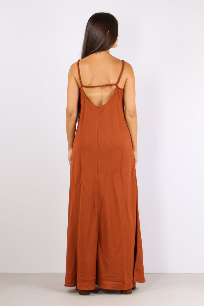 Abito Lungo Spallina Arriccio Ruggine-3