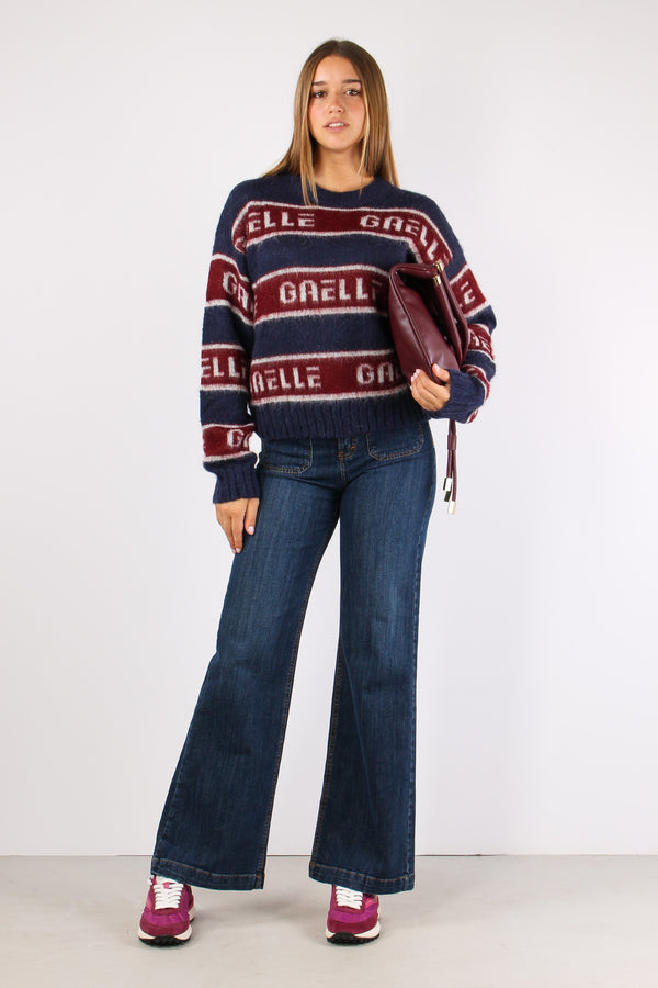 Maglia Mohair Riga Blu/mosto