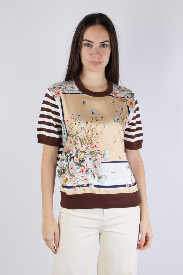 Maglia Riga Manica Corta Foulard/bisco