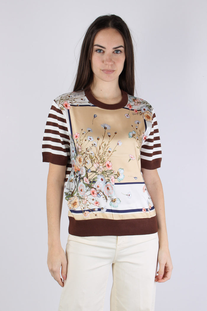 Maglia Riga Manica Corta Foulard/bisco
