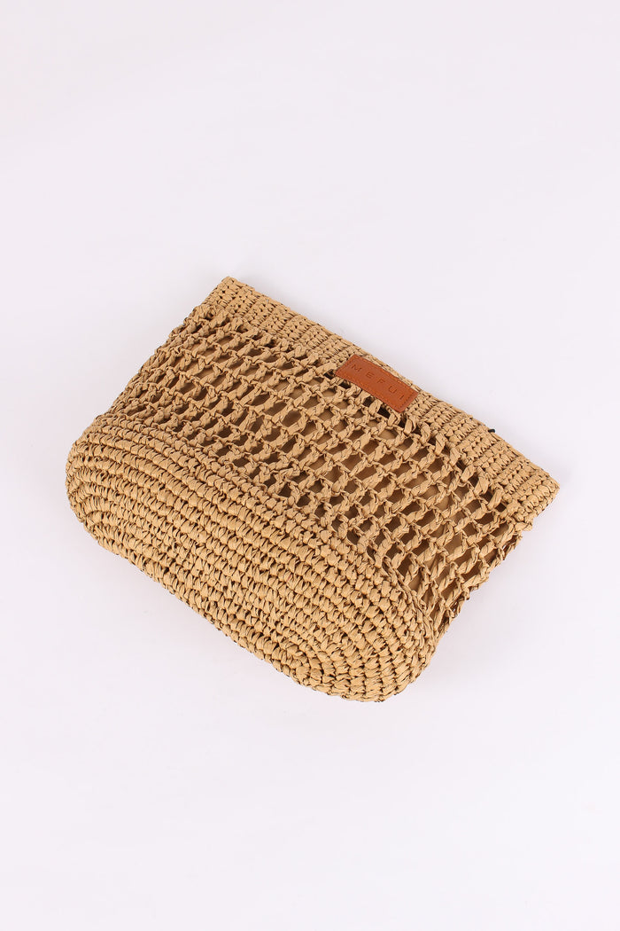 Maxi Pochette Rafia Beige-5