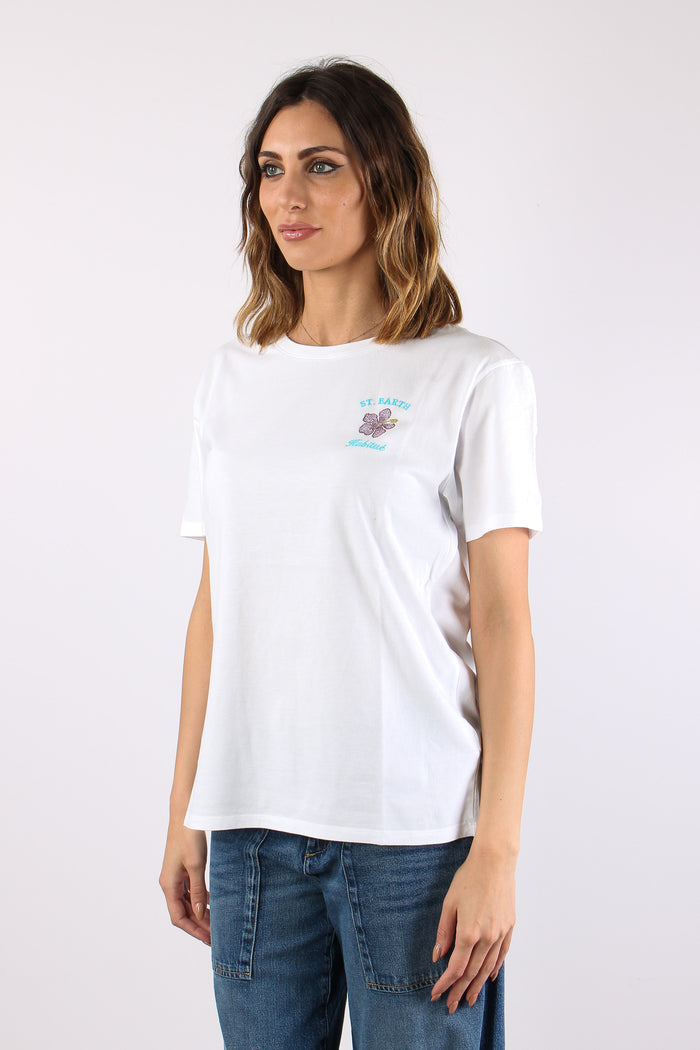 T-shirt Scritta Ricamo Strass Habitue-3