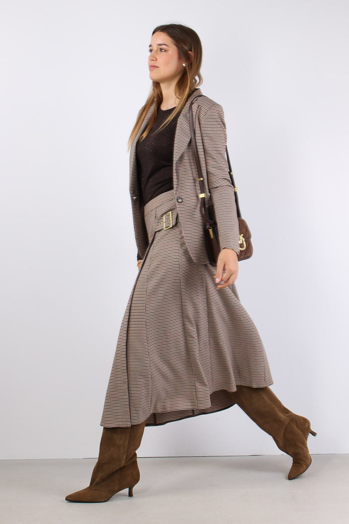 Giacca Micro Quadro Cammello/nero-6