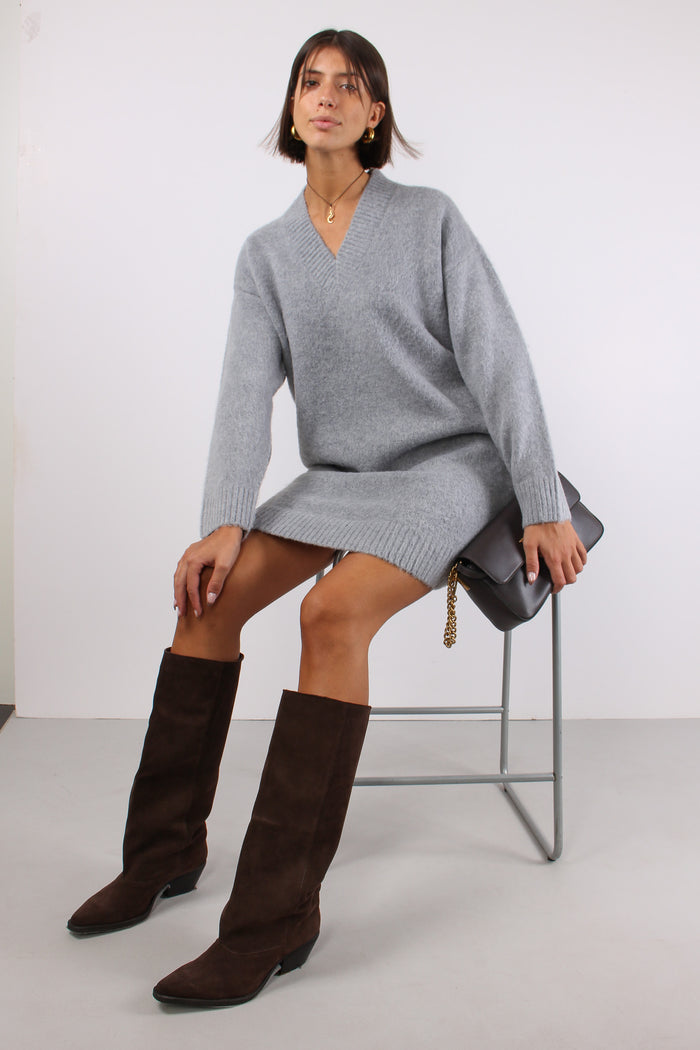 Abito Scavo V Misto Alpaca Grigio Medio Melange