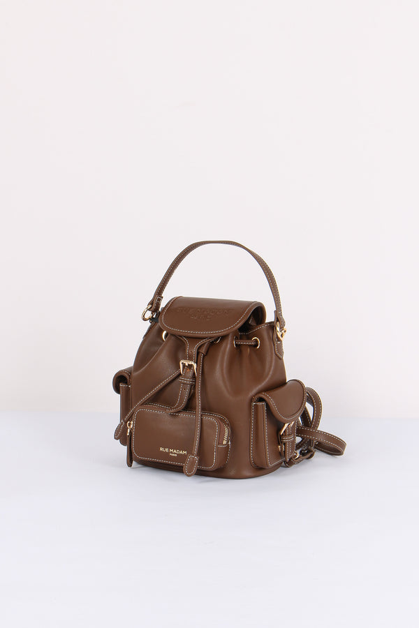 Zaino Logo Multi Tasche Brown-2
