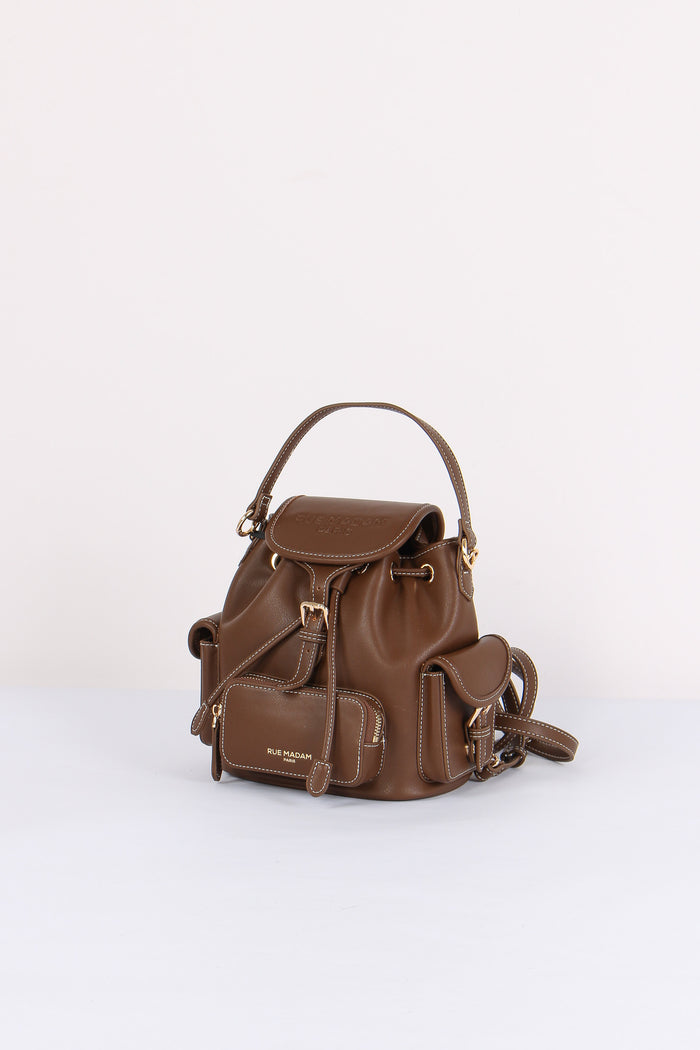 Zaino Logo Multi Tasche Brown-2