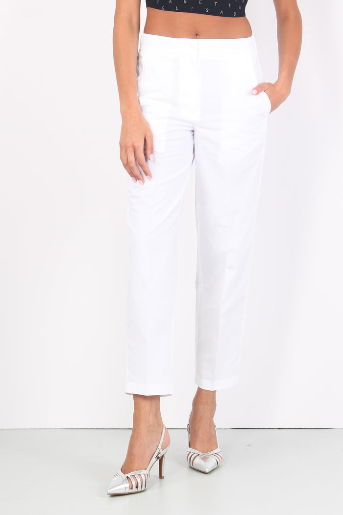 Pantalone Popeline Elastico Bianco-3
