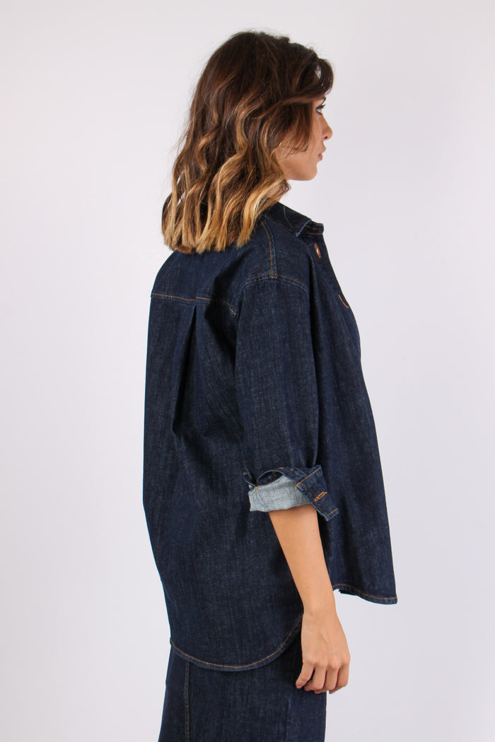Camicia Over Denim Denim Scuro-7