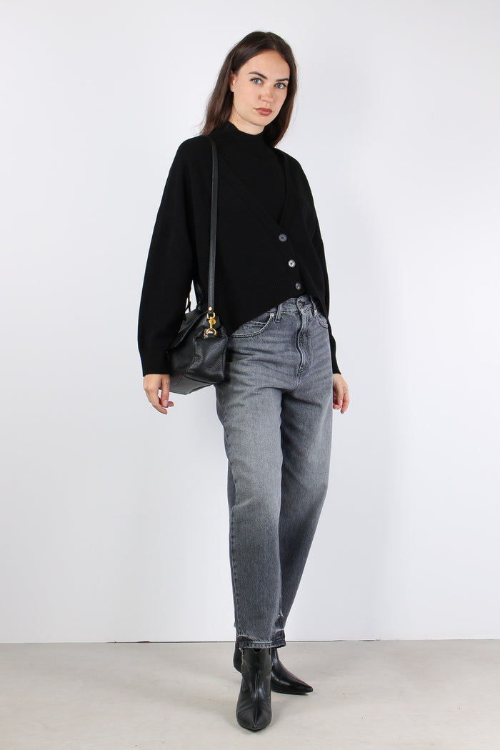 Cardigan Corto Viscosa Nero-5