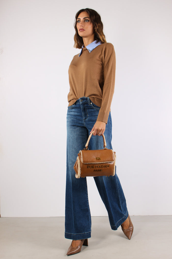 Maglia Colletto Strass Cocoa/pop Dusk-5