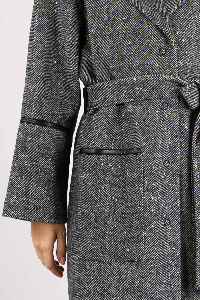 Cappotto Cintura Resca Grey Spinato-10