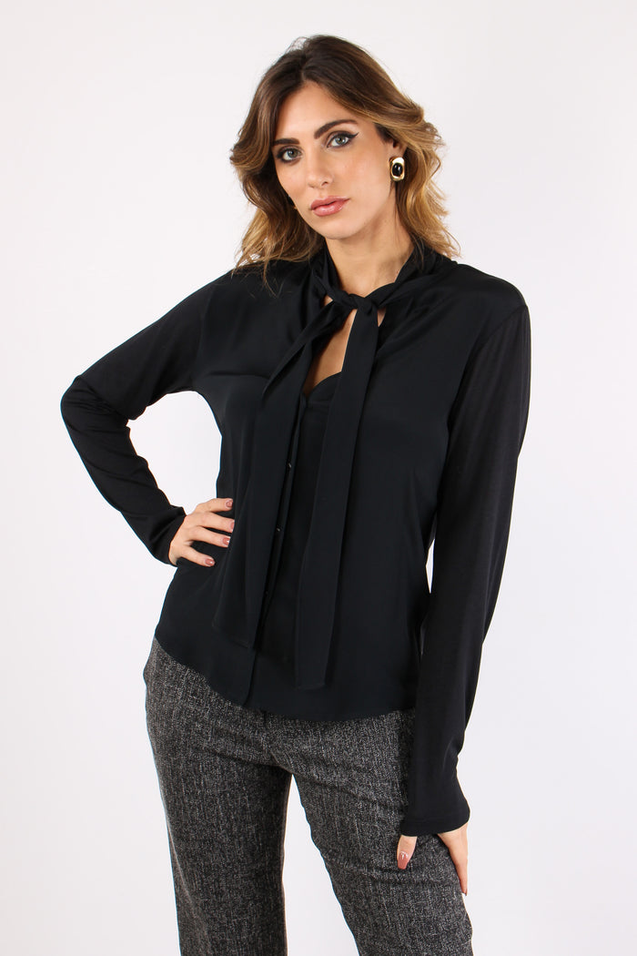 Camicia Bimateriale Nero