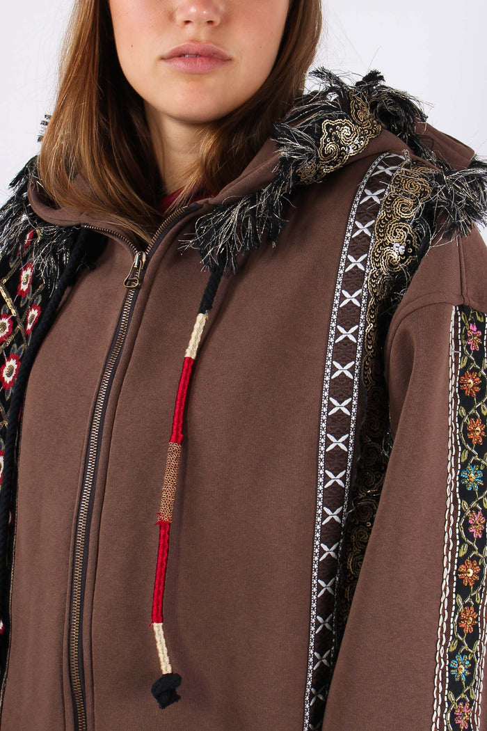 Felpa Zip Passamanneria Intern Fondente-3