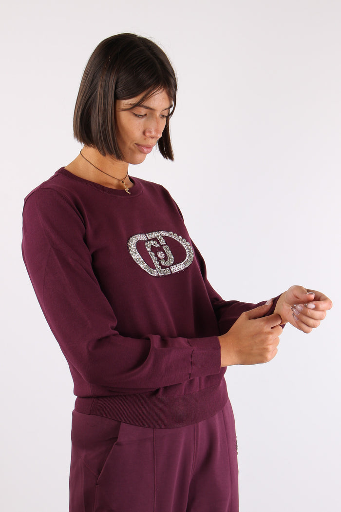 Maglia Viscosa Logo Strass Red/monogram-6