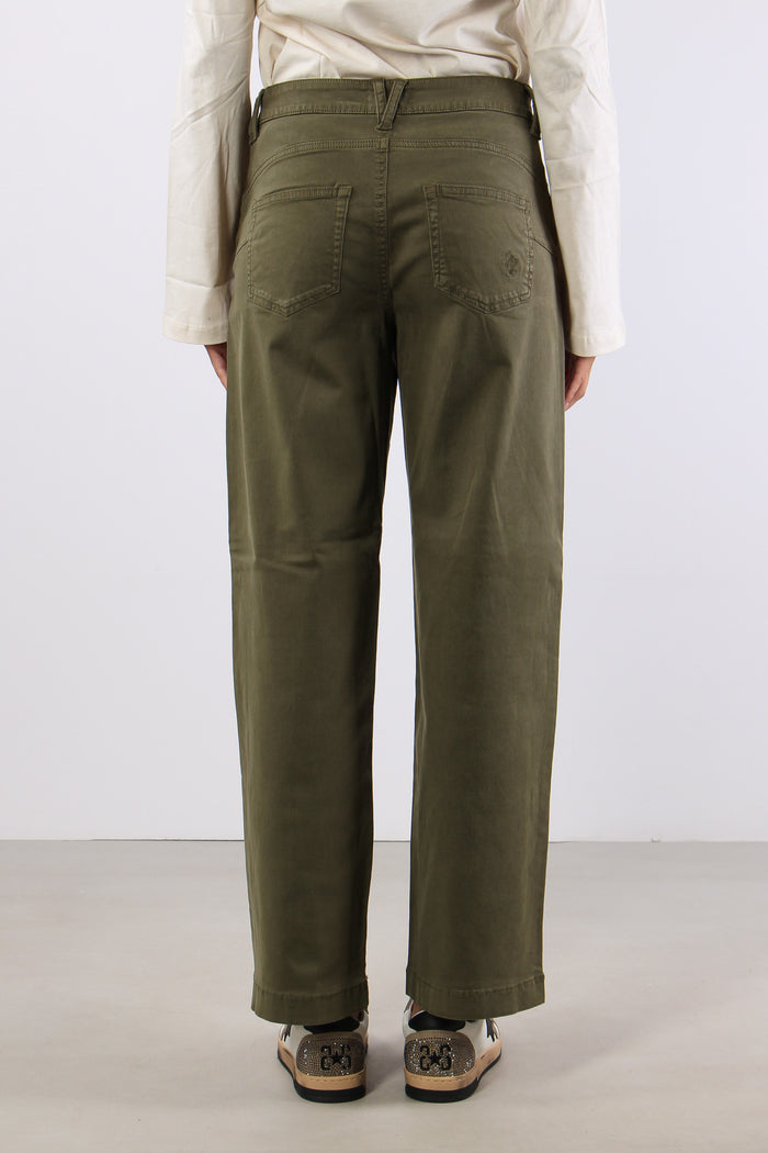 Pantalone Flare Bottoni Passanti Verde Alpino-4
