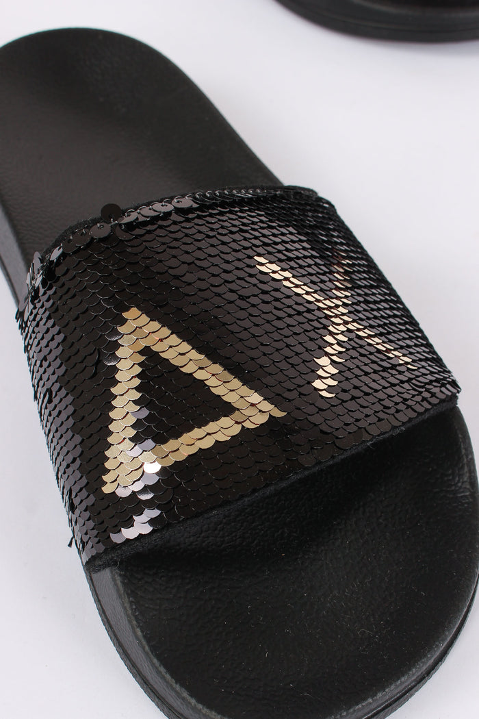 Ciabatta Fascia Pailettes Nero/oro-8