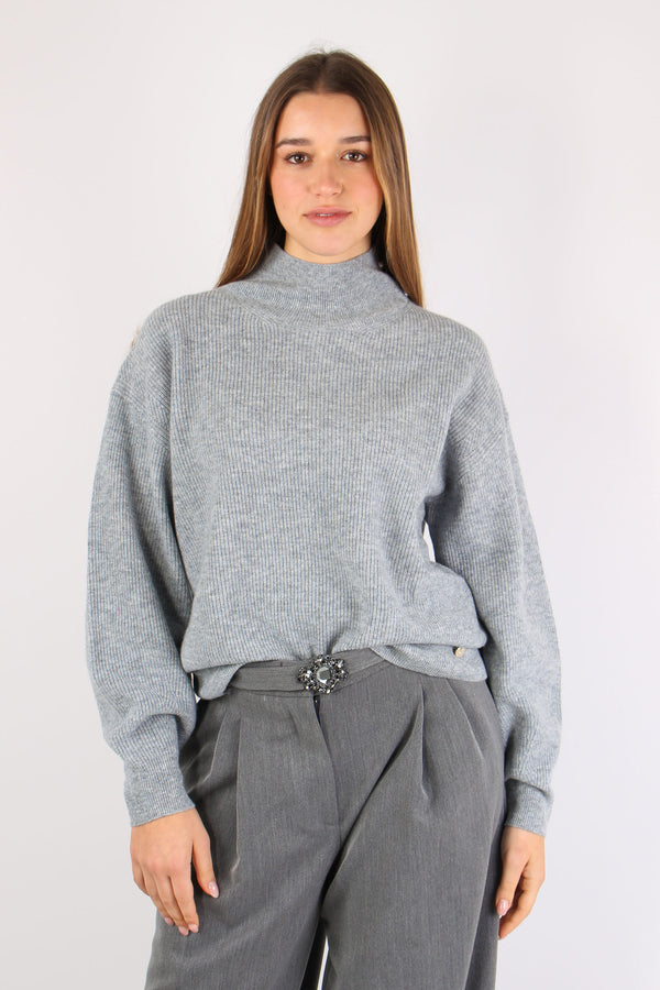 Maglia Collo Alto Grey Melange-2