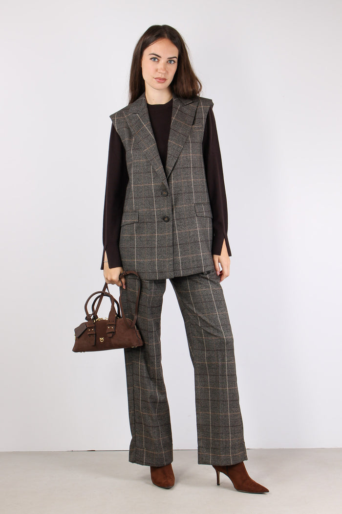 Gilet Lungo Quadri Caffe