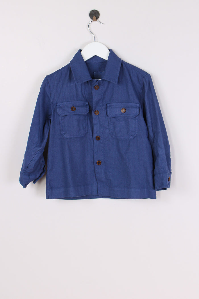 Camicia Lino Cotone Blu Royal