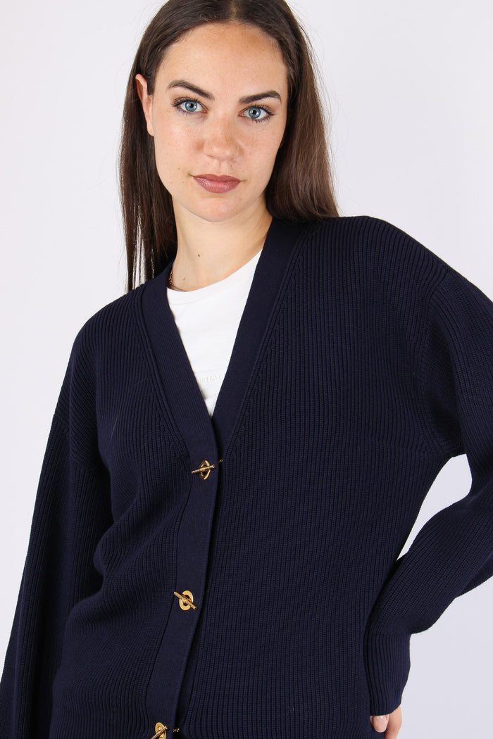Cardigan Bottoni Gioiello Blu Notte-8