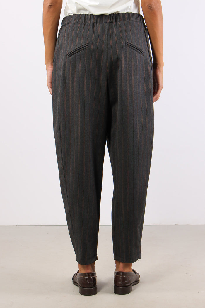 Pantalone Carrot Gessato Grigio/ruggine-4