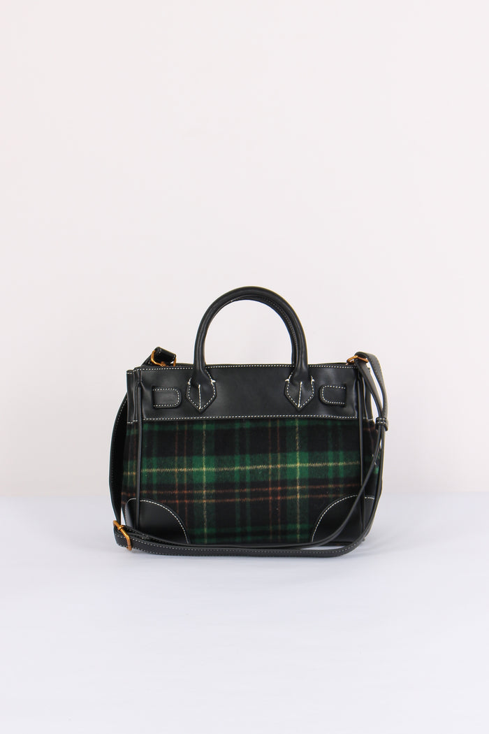 Mini Shopping Bimateriale Patch Tartan Green-3
