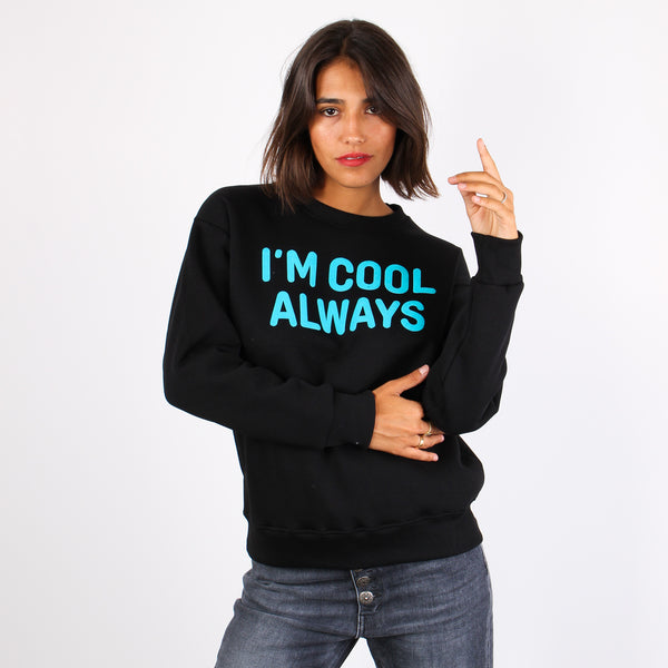 Felpa Ricamo Im Cool Always Nero/azzurro-2