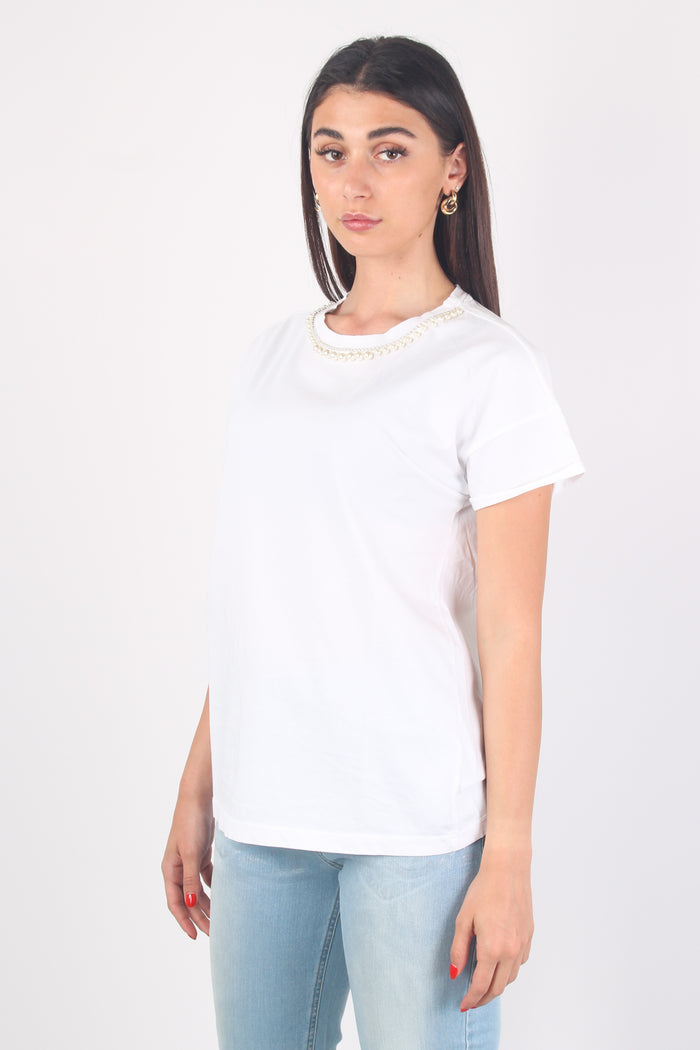 T-shirt Perle Collo Bianco-6