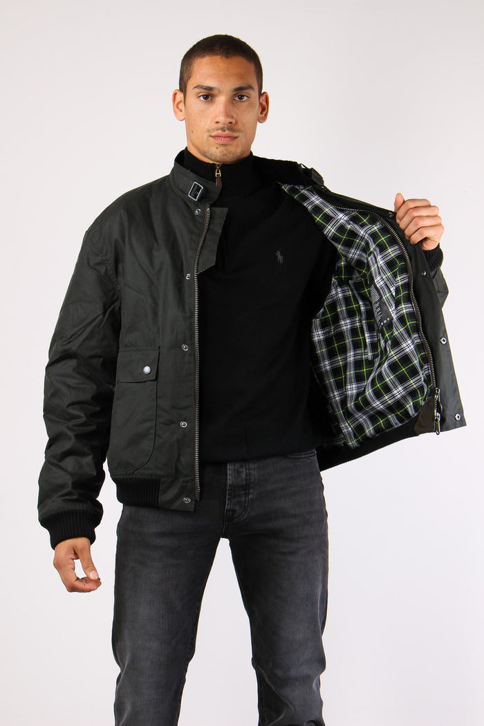 Bomber Fibbia Colletto Verde Scuro-3