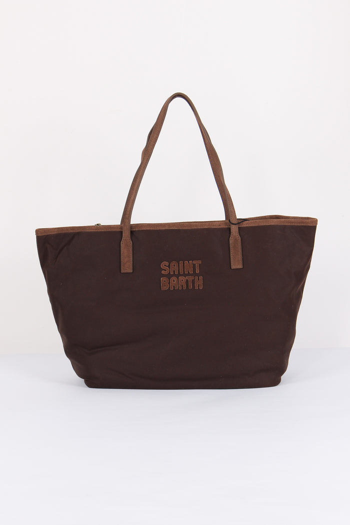 Borsa City Ricamo Logo Brown