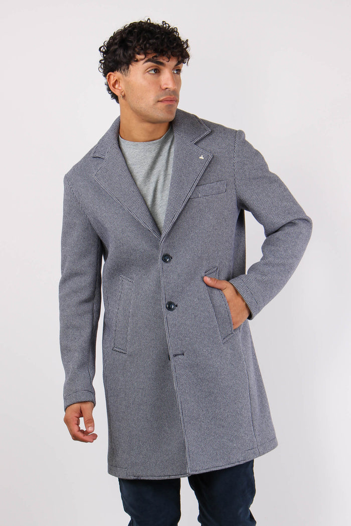 Cappotto Monopetto Puntinato Blu-3