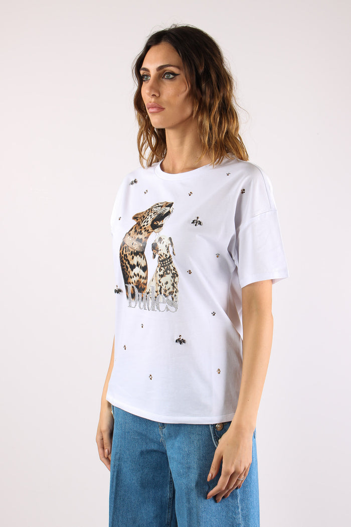 T-shirt Tigre Dalmata Bianco-4