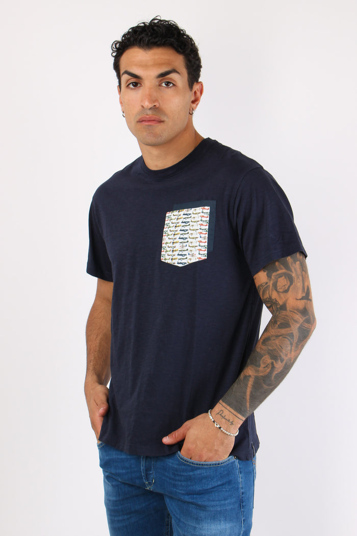 T-shirt Girocollo Taschino Blue