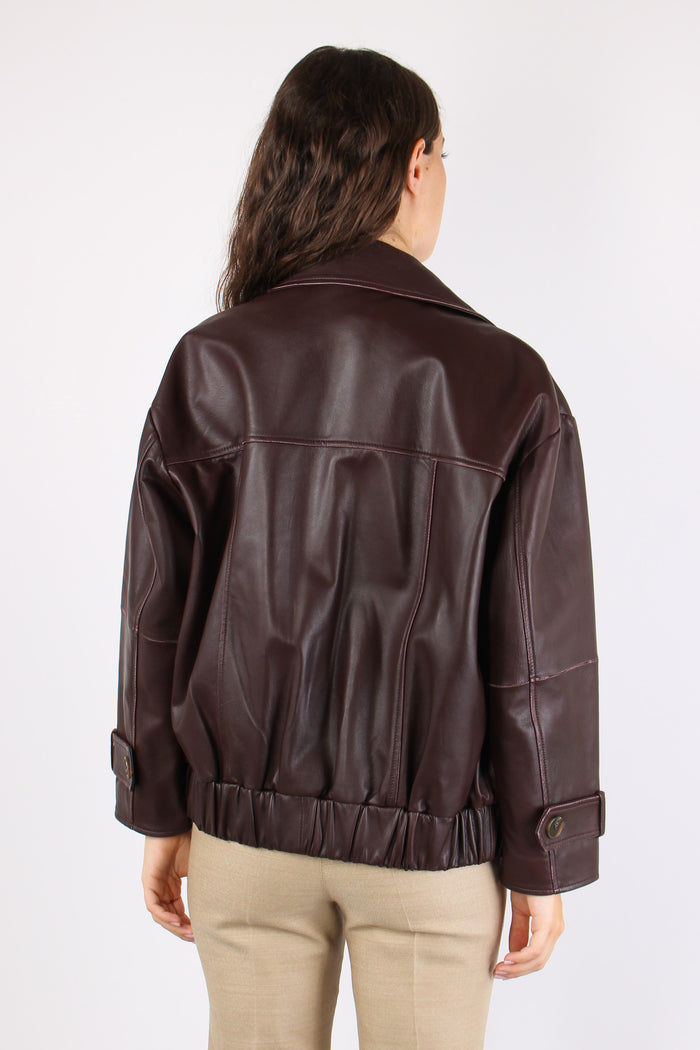 Mlspallore Bomber Pelle Bordeaux-5