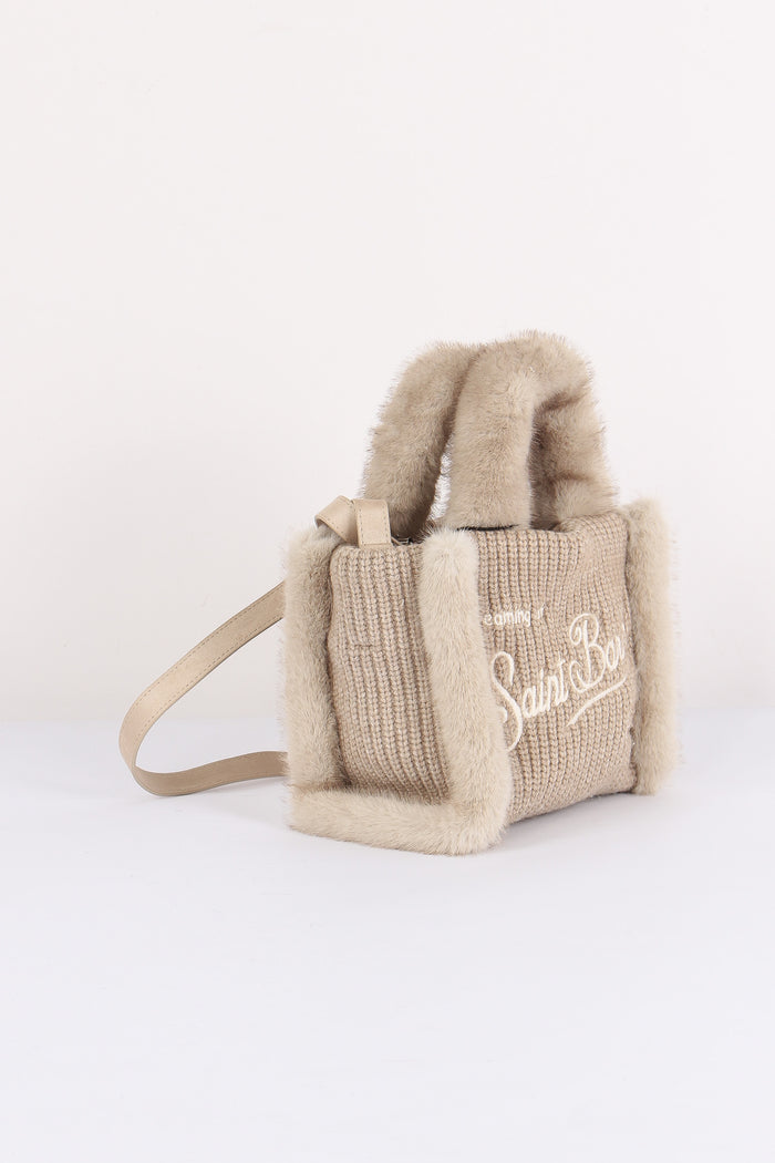 Borsa Mano Costine Pelliccia Nut-6