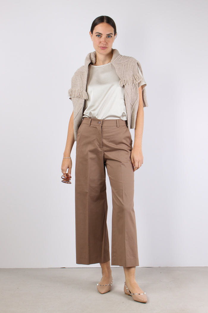 Urial Pantalone Cotone Cropped Castagna