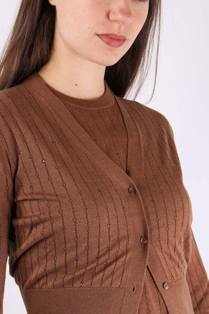 Nogara Cardigan Filato Lana Visone-2