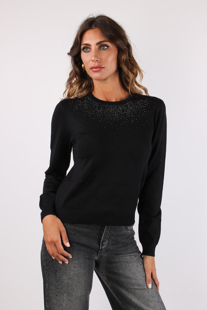 Avetraz Girocollo Cascata Strass Black-2