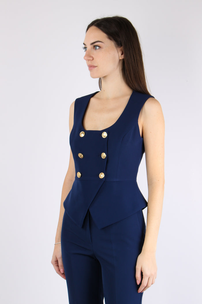 Top Doppiopetto Bottoni Oro Navy-3