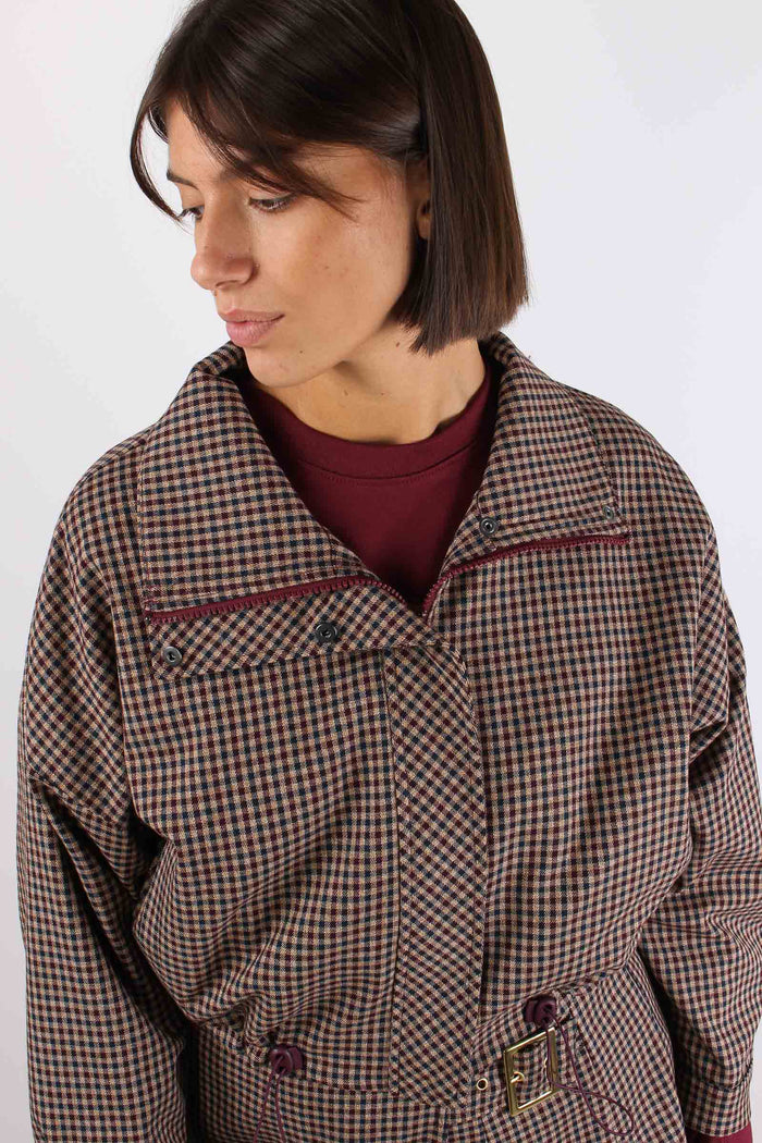 Bomber Pied De Poule Bordeaux/blu-9